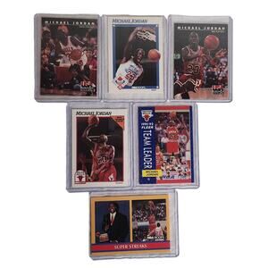 Michael Jordan Vintage '90's Trading Card Lot Of 6 NBA Hoops, Skybox, Fleer NM